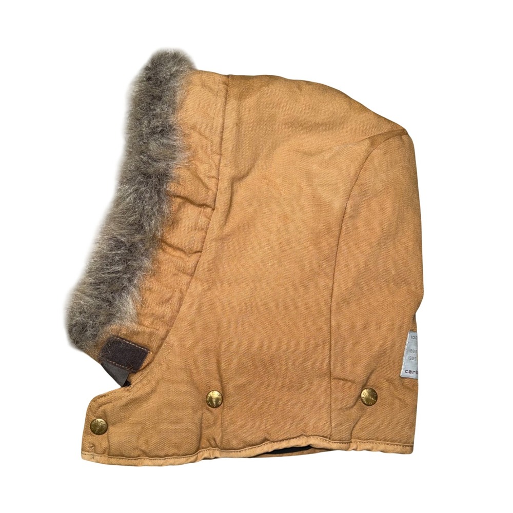 Carhartt Detachable Hood Mens OS Brown Good 100 Years Vintage Faux Fur Snap